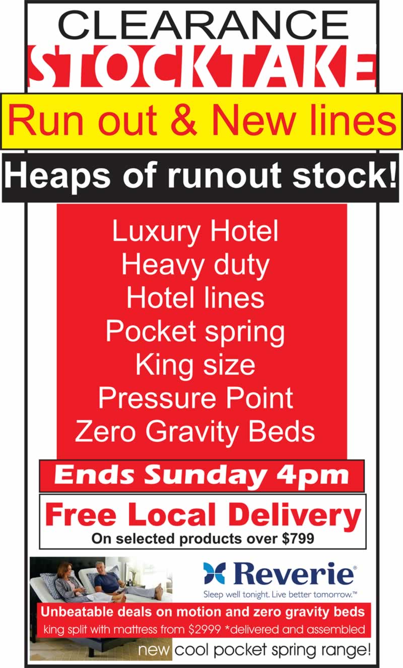 Mattress Direct To Public STOCKTAKE CLEARANCE SALE - Run out & New Lines. Real Savings on Luxury Hotel, and Heavy Duty Mattresses and much more. Heaps of runout mattress stock! Run out & New Line CLEARANCE SALE - Real Savings and Service on Luxury Hotel, Heavy Duty, Pocket Spring and Pressure Point Mattresses plus unbeatable deals on motion and zero gravity beds.