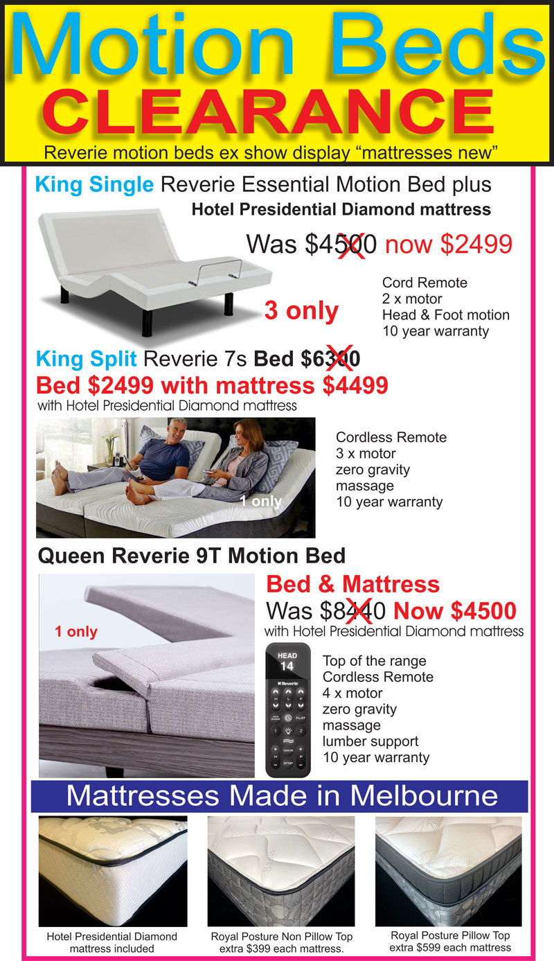 Motion Bed Clearance - Great Deals on Ex-Display Models - King Single and King Split