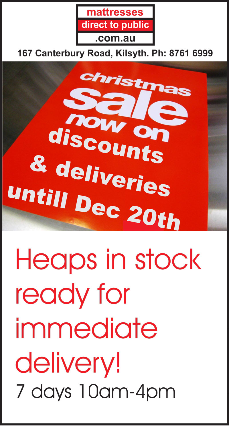 Christmas mattress sale – Luxury Hotel, Heavy Duty, Hemp, Organic Cotton and Motion Beds in stock at Melbourne showroom