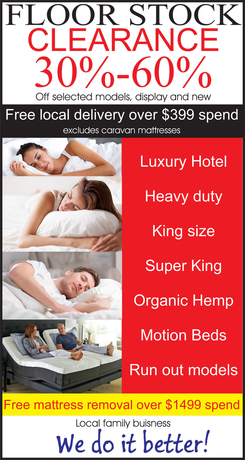 Mattresses Direct To Public Floor Stock Clearance Sale – 30% to 60% off selected display and new models at the Melbourne showroom.